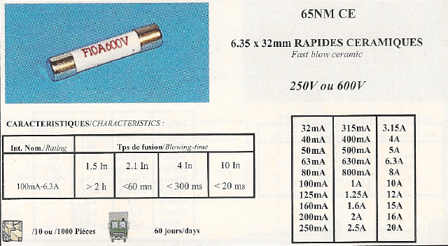 65NM CE 6,35x32mm RAPIDES CERAMIQUES