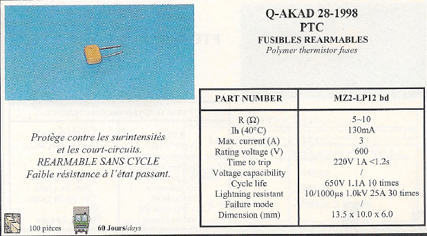 Q-AKAD 28-1998 PTC FUSIBLES REARMABLES